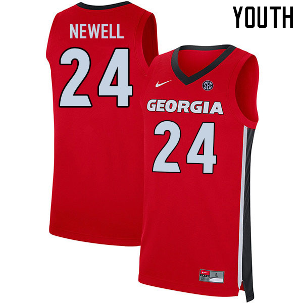 Youth #24 Jaden Newell Georgia Bulldogs College Basketball Jerseys Sale-Red